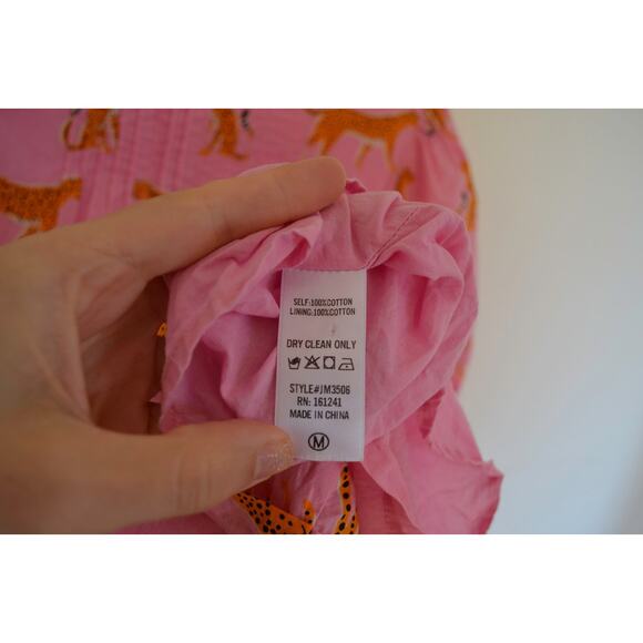 J Marie Follow You Anywhere Cheetah Pink Preppy Puff Sleeve Dress - Picture 6 of 8